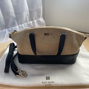 Kate Spade Charlotte Street Fabric Sloan Satchel Bag Handbag Black Cream
